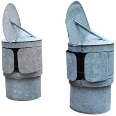 Antique Two galvanized rotating chimney pots