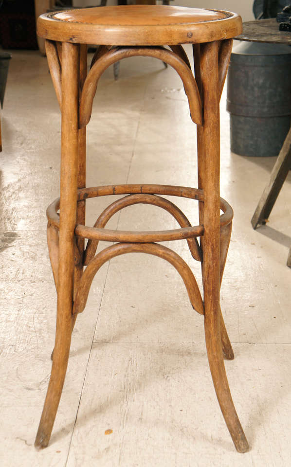 Continental Bentwood Bar Stool with Leather Seat at 1stDibs