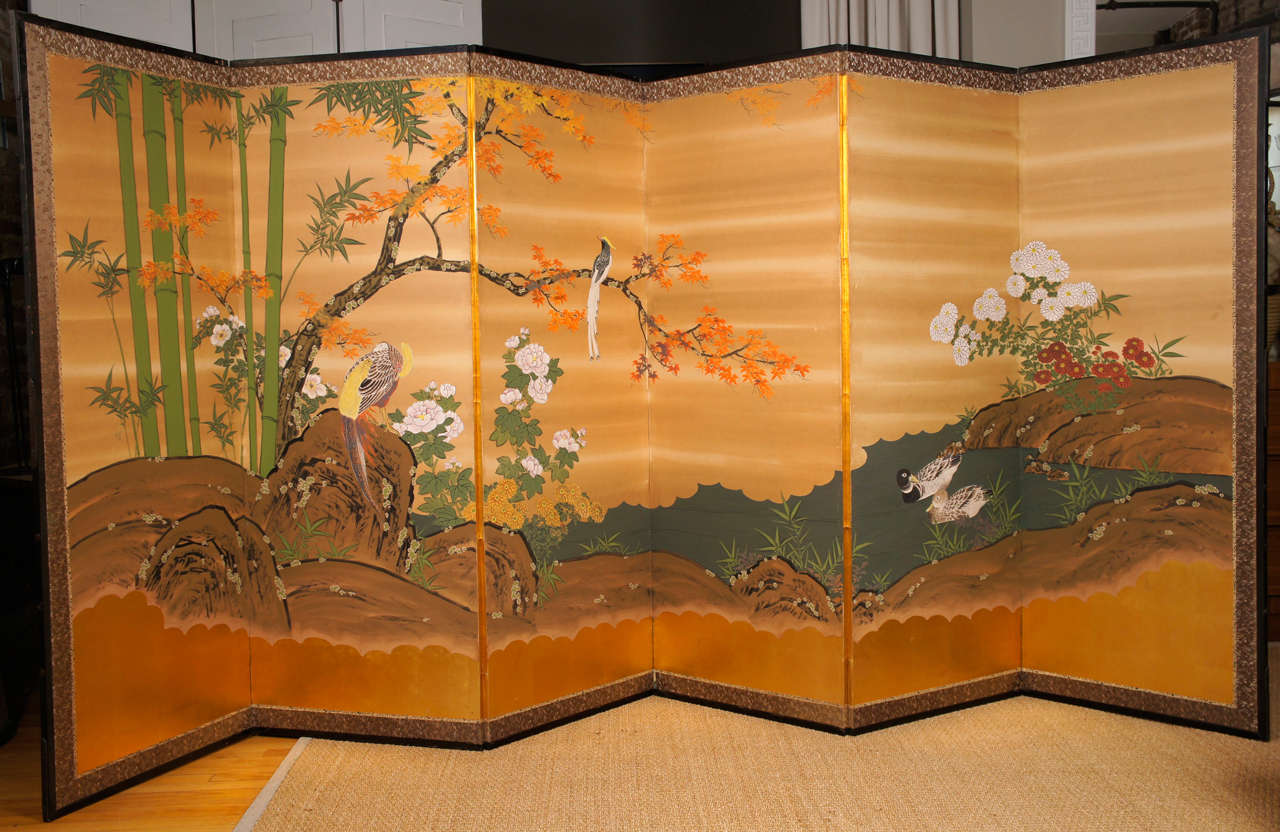 Japanese screen. Painted on paper