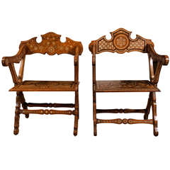 Two Italian Inlaid chairs