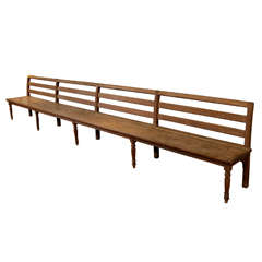 Extra Long English Carved Oak Bench