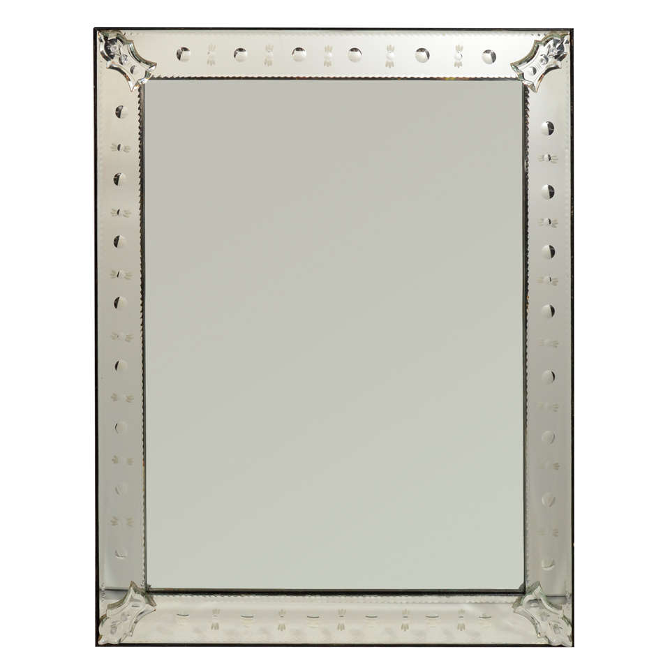 Elegant Venetian Mirror with Reverse Etched Designs