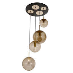 Outstanding Modernist Chandelier with Smoked Globe Pendants Designed by Raak