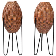 Paul Mayen Woven Tripod Hairpin Floor Lamps