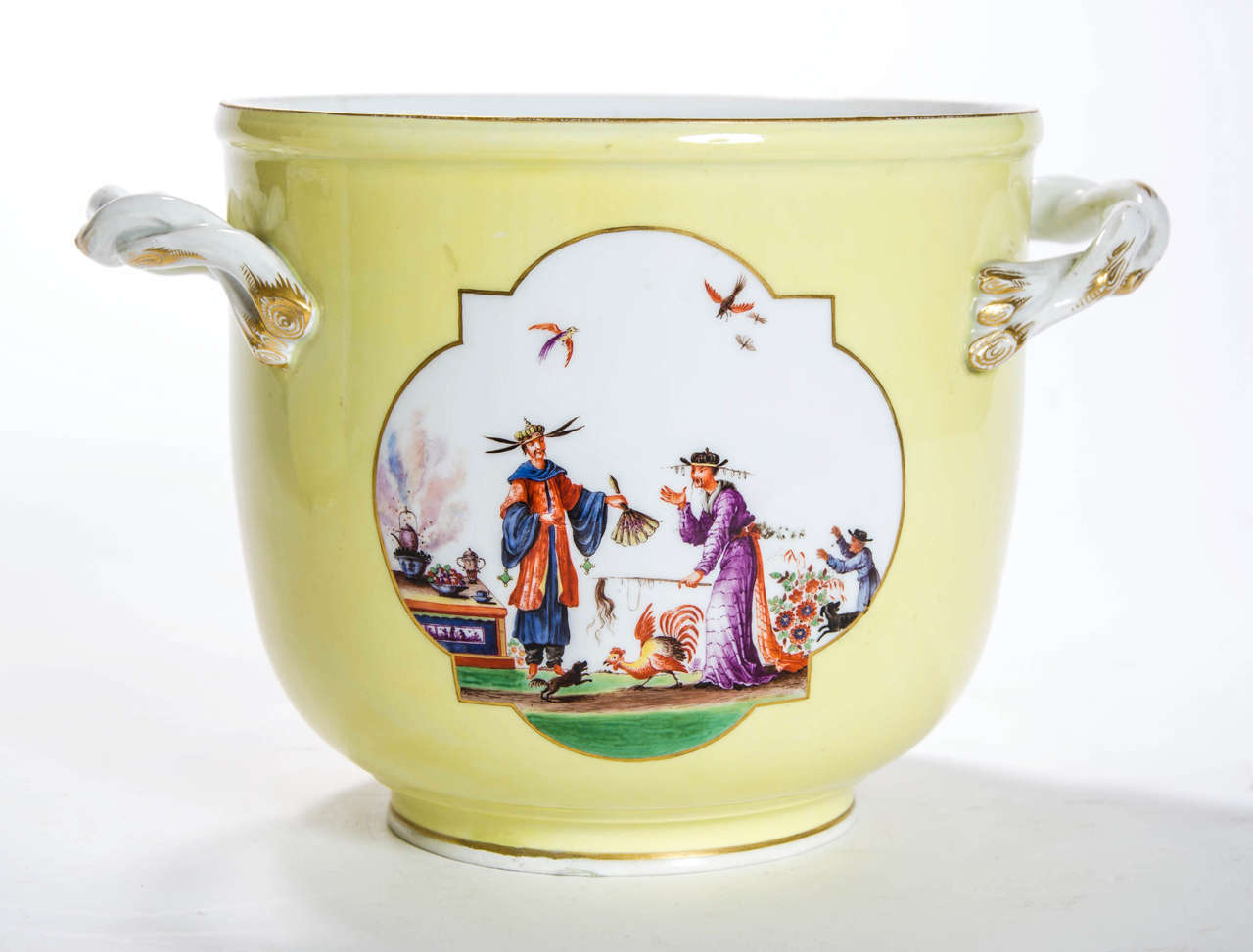 Pair of Meissen Yellow Ground Jardinieres Cachpots, 19th-20th Century For Sale 1