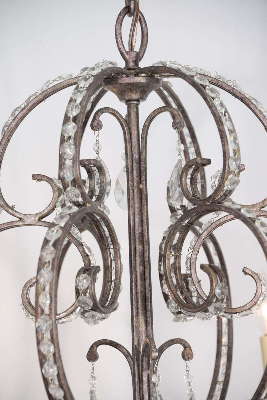 Italian Crystal Eight-Light Chandelier with Soft Scrolling Arms In Excellent Condition For Sale In Austin, TX