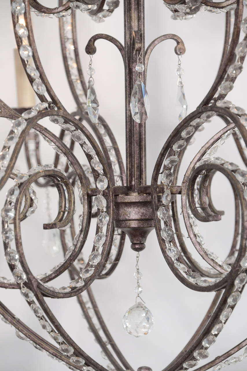 Late 20th Century Italian Crystal Eight-Light Chandelier with Soft Scrolling Arms For Sale