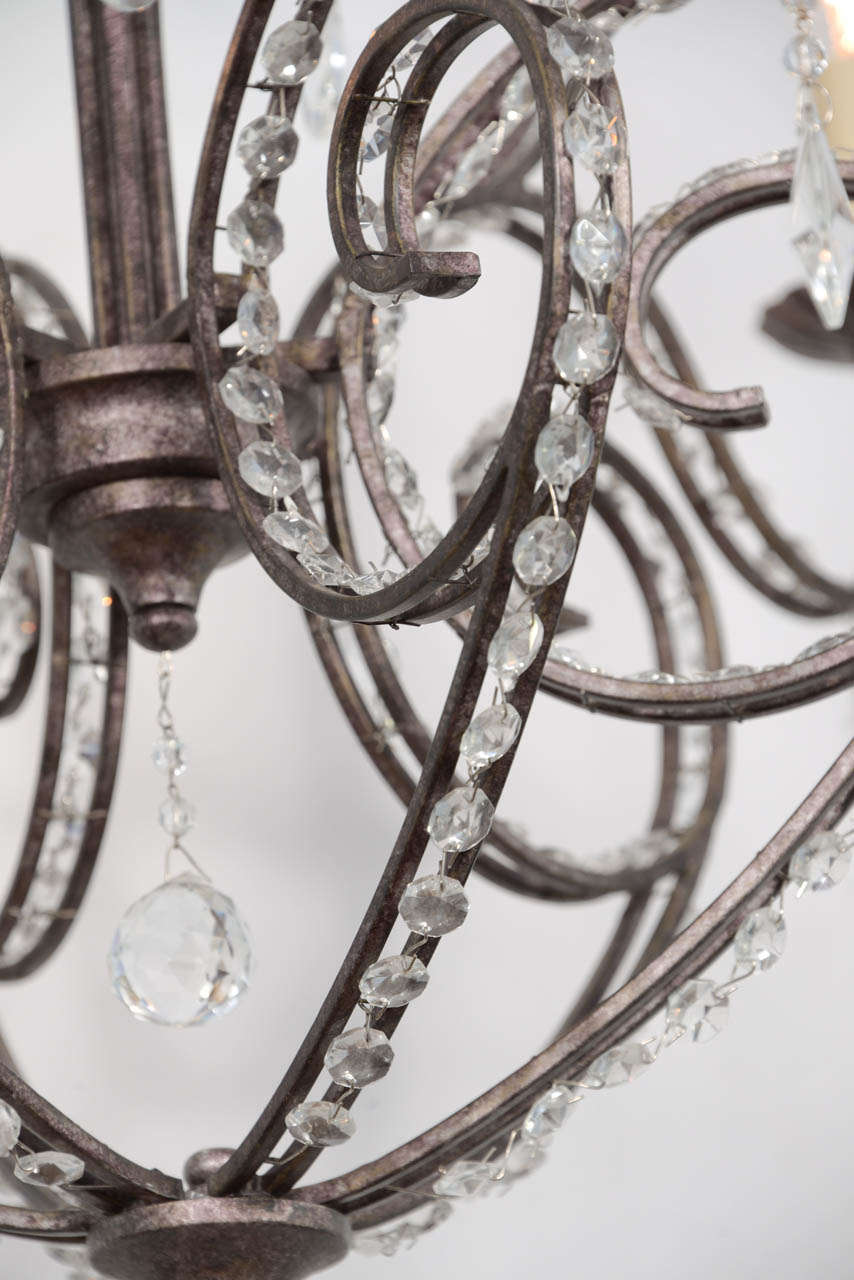 Italian Crystal Eight-Light Chandelier with Soft Scrolling Arms For Sale 2