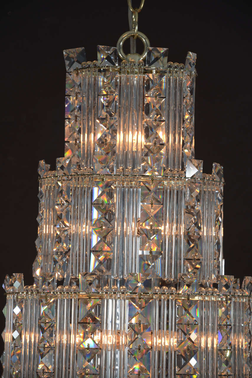 Mid-20th Century Mid-Century Modern Crystal Chandelier For Sale