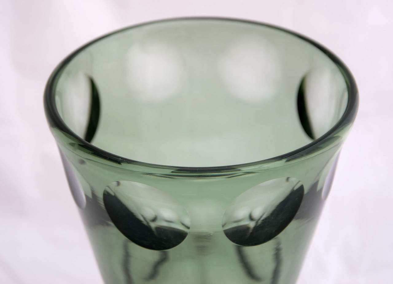 British Cut Glass Art Deco Chalice Designed by Keith Murray for Stevens & Williams, 1930's For Sale