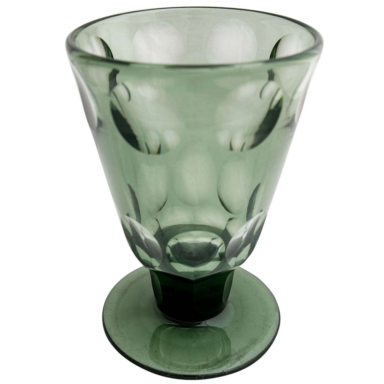 Cut Glass Art Deco Chalice Designed by Keith Murray for Stevens & Williams, 1930's For Sale