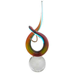 Retro Limited Edition "Lovers' Knot" Glass Sculpture by Sandro Frattin, Murano, Italy