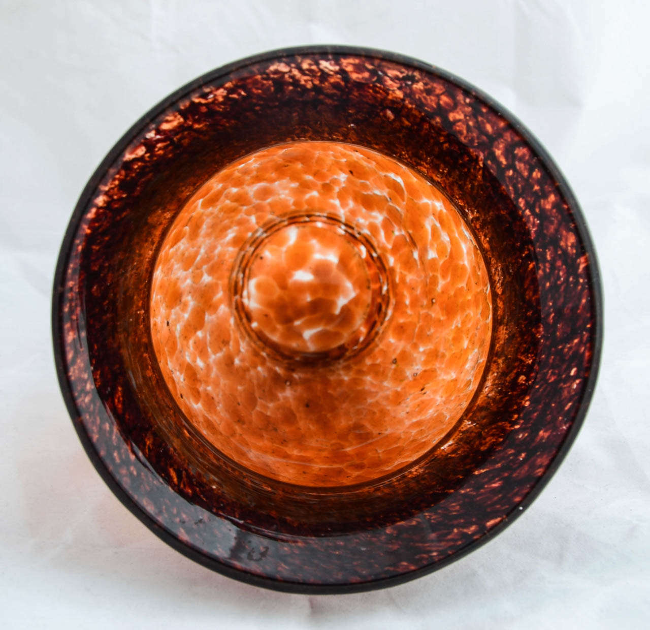 Mid Century Bohemian Art Glass Vase in Mottled Amber and Black In Good Condition For Sale In Stratford Upon Avon, GB