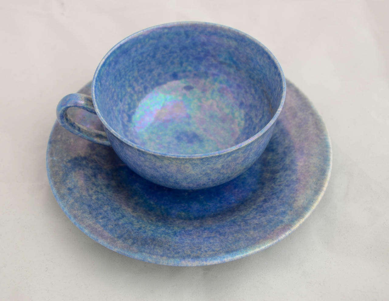 6 Piece Blue Lustreware Tea Set by The Ruskin Pottery, England 1927 For Sale 2