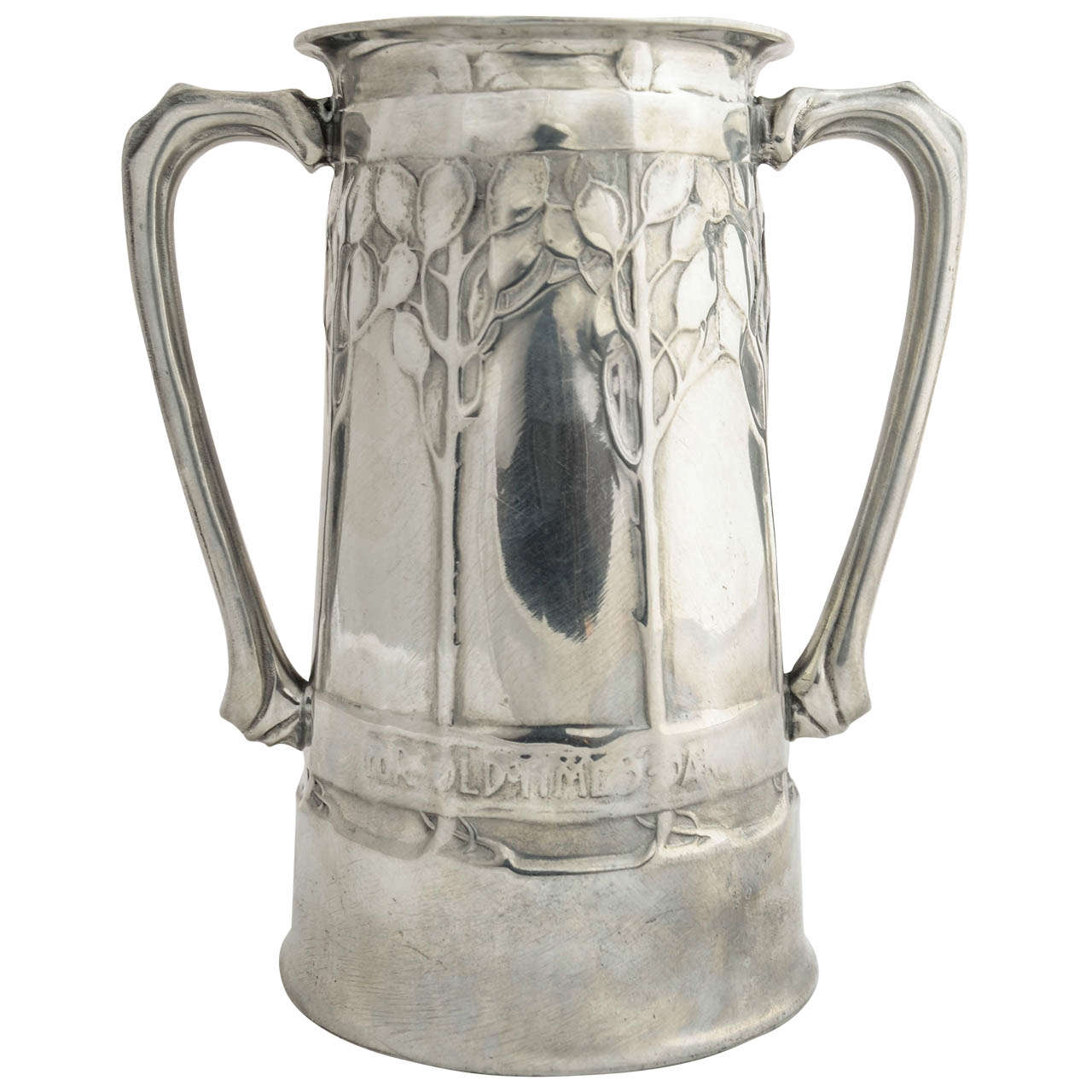 Tudric Pewter Twin Handled Mug by David Veasey for Liberty & Co. c.1900 For Sale