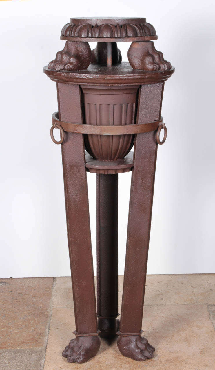 Circa 1890. Lion’s claw detail on tapered leg as well as upper portion of pedestal.
Unique and unusual form.