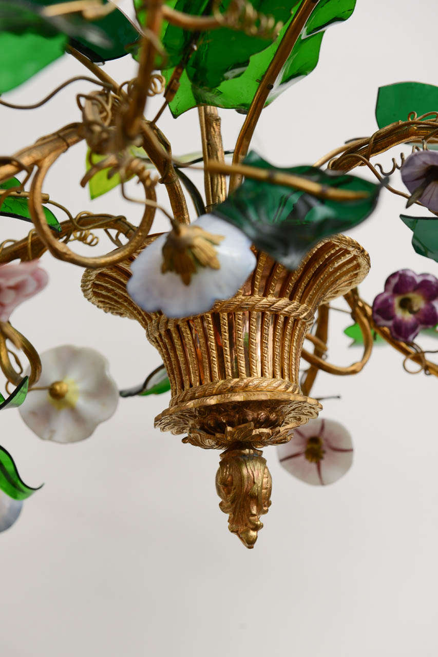French 19th Century Chandelier in Porcelain, Glass and Ormolu