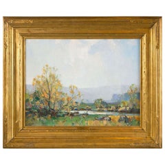 Antique Walter Granville-Smith Oil on Canvas Titled "The Trout Stream"