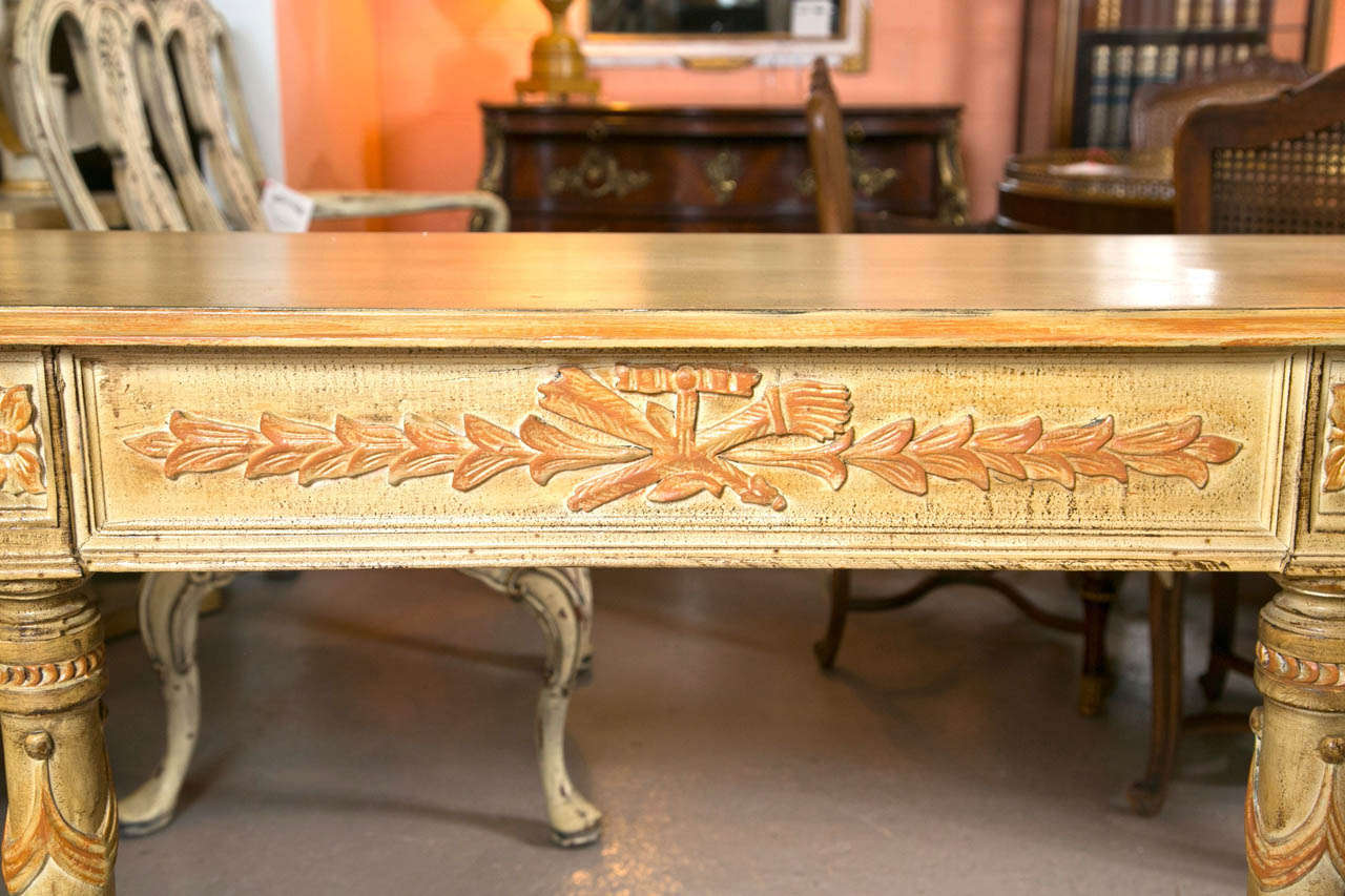 French Louis XVI Style Painted Console Table by Jansen In Good Condition In Stamford, CT