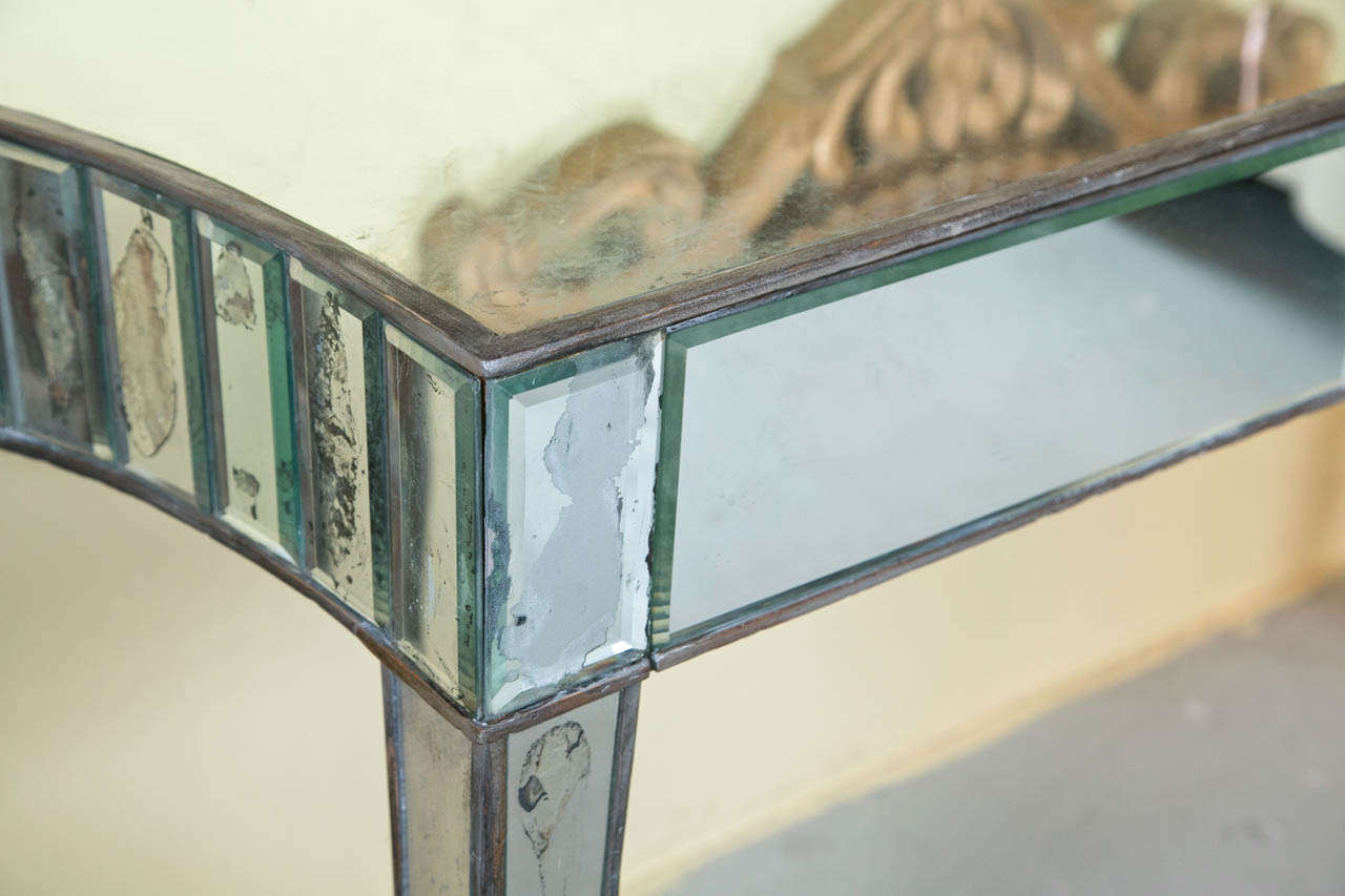 Hollywood Regency Style Mirrored Console Table 5