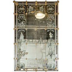 Vintage Monumental Eglomise Venetian Mirror