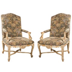 Pair of French Louis XV Style Armchairs by Jansen