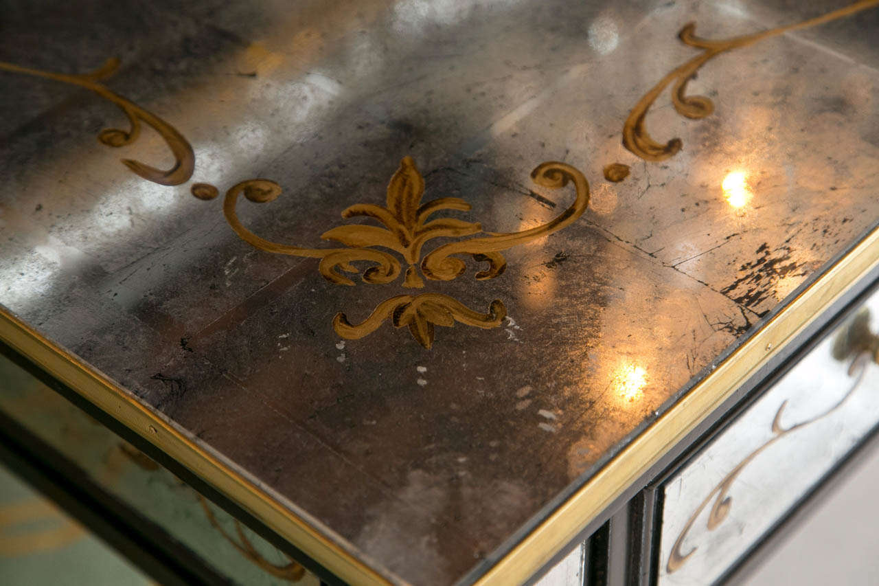 Argentine French Louis XVI Style Verre Eglomise Desk by Jansen