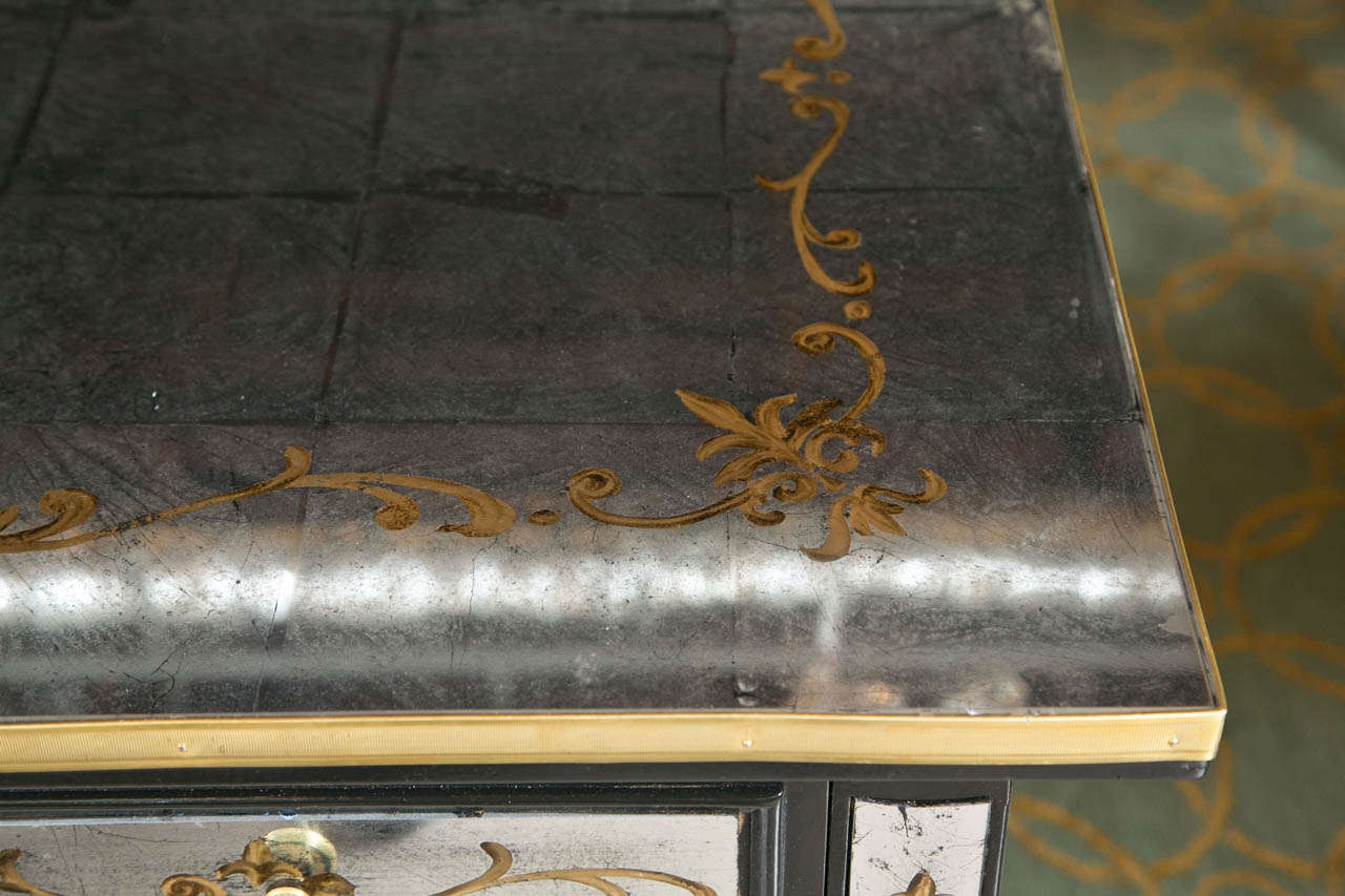French Louis XVI Style Verre Eglomise Desk by Jansen 3