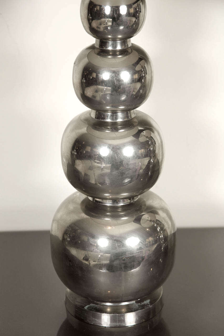 Impressive Pair Of Table Lamps Of Silvered Metal 1