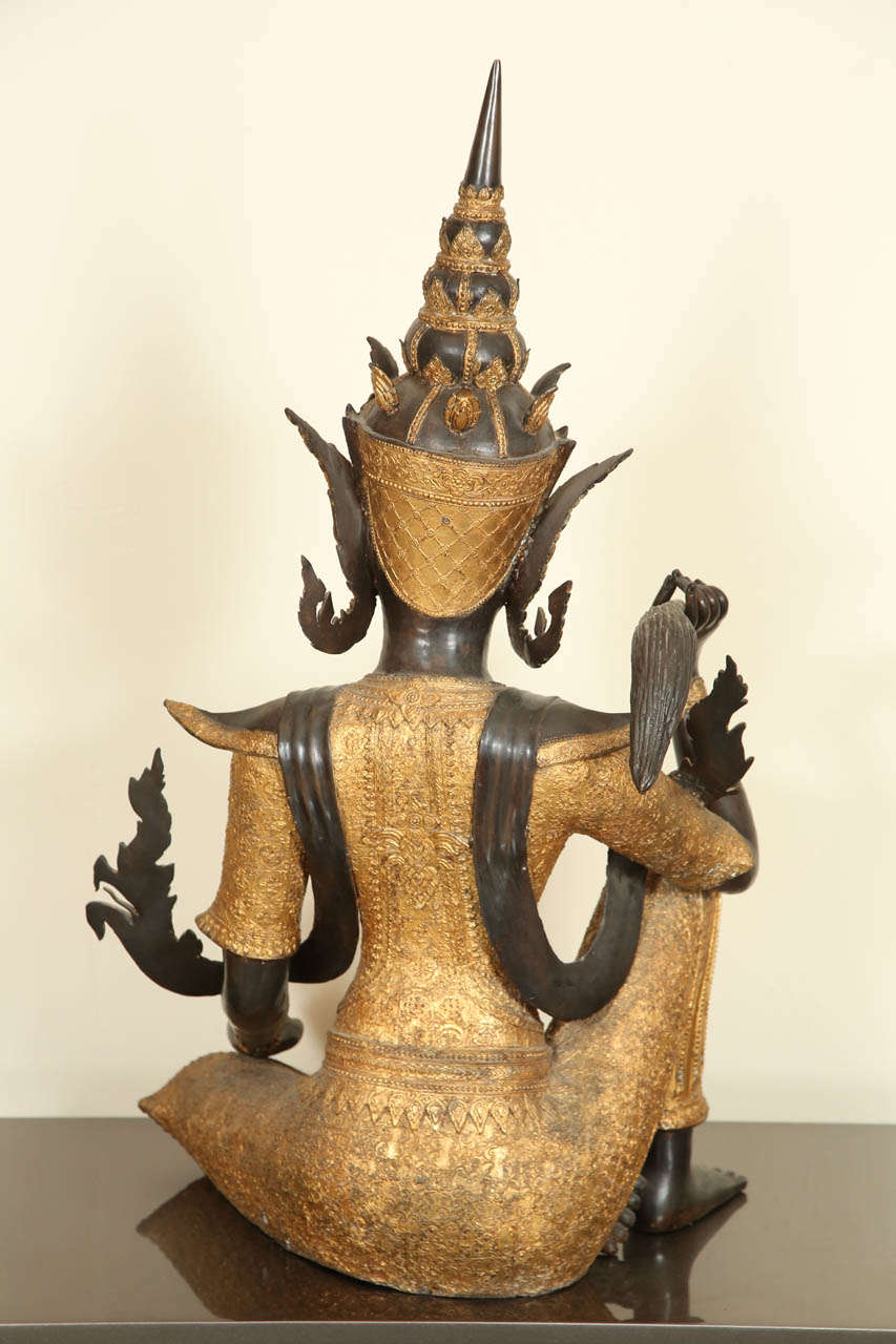 Magnificent Large Thai Bronze Figure With Gilding 2