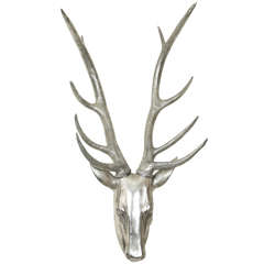 Silvered Metal Deer Head Sculpture