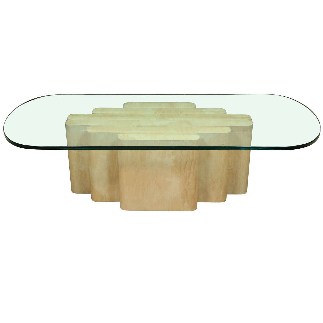 Coffee Table Finished in Lacquered Goatskin with Brass Accents by Steve Chase