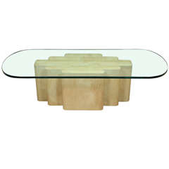 Coffee Table Finished in Lacquered Goatskin with Brass Accents by Steve Chase
