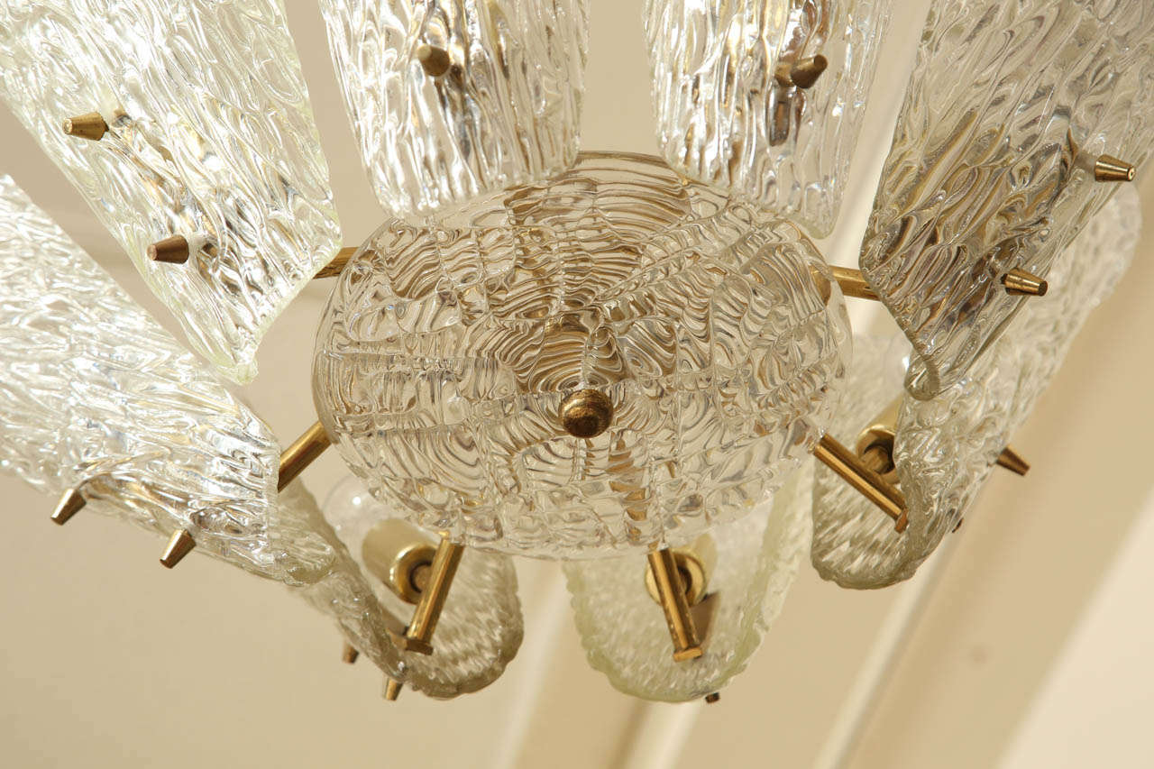 Beautiful Chandelier By Kalmar With Cone Shaped Glass Elements And Brass Armature 1