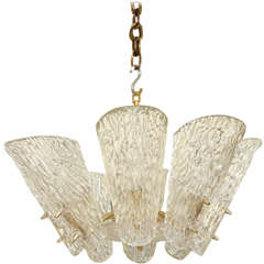 Beautiful Chandelier By Kalmar With Cone Shaped Glass Elements And Brass Armature