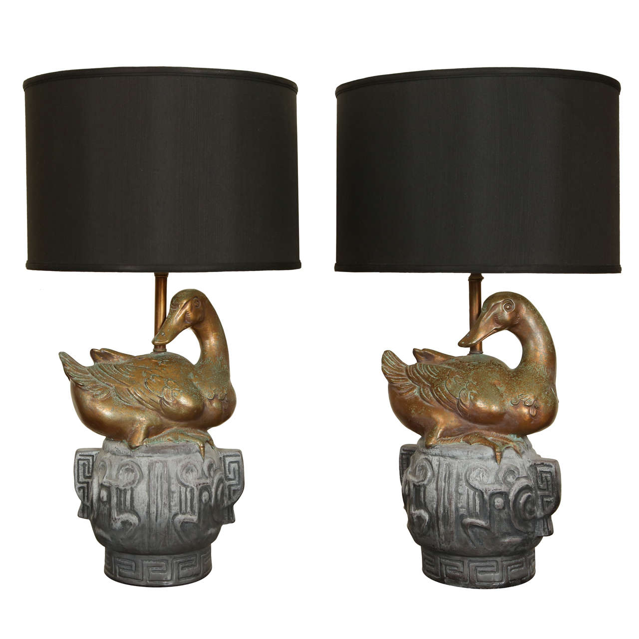 Pair of "Chinese" Ceramic Duck Lamps at 1stDibs