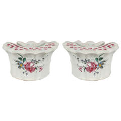 Pair of Antique French Faience Flower Pots