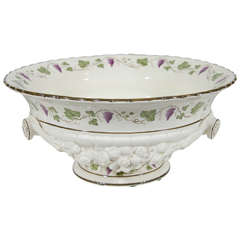 Large Antique Wedgwood Creamware Bowl with Purple Grapes 
