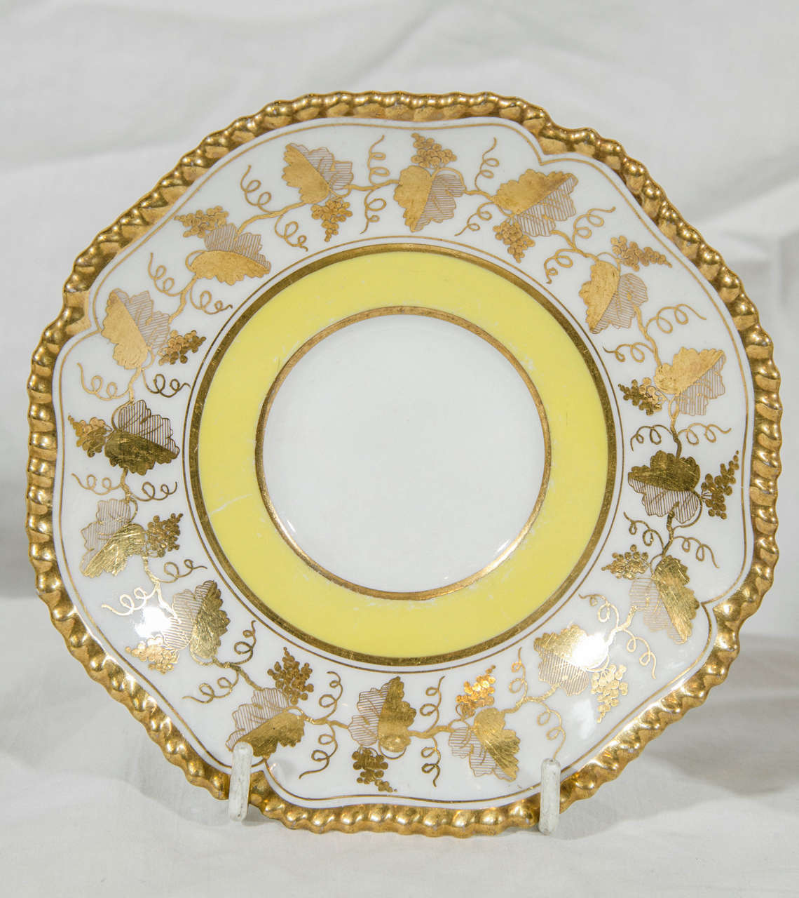 Gilt  Antique Worcester Porcelain Tea Cups and Saucers Yellow and Gold 