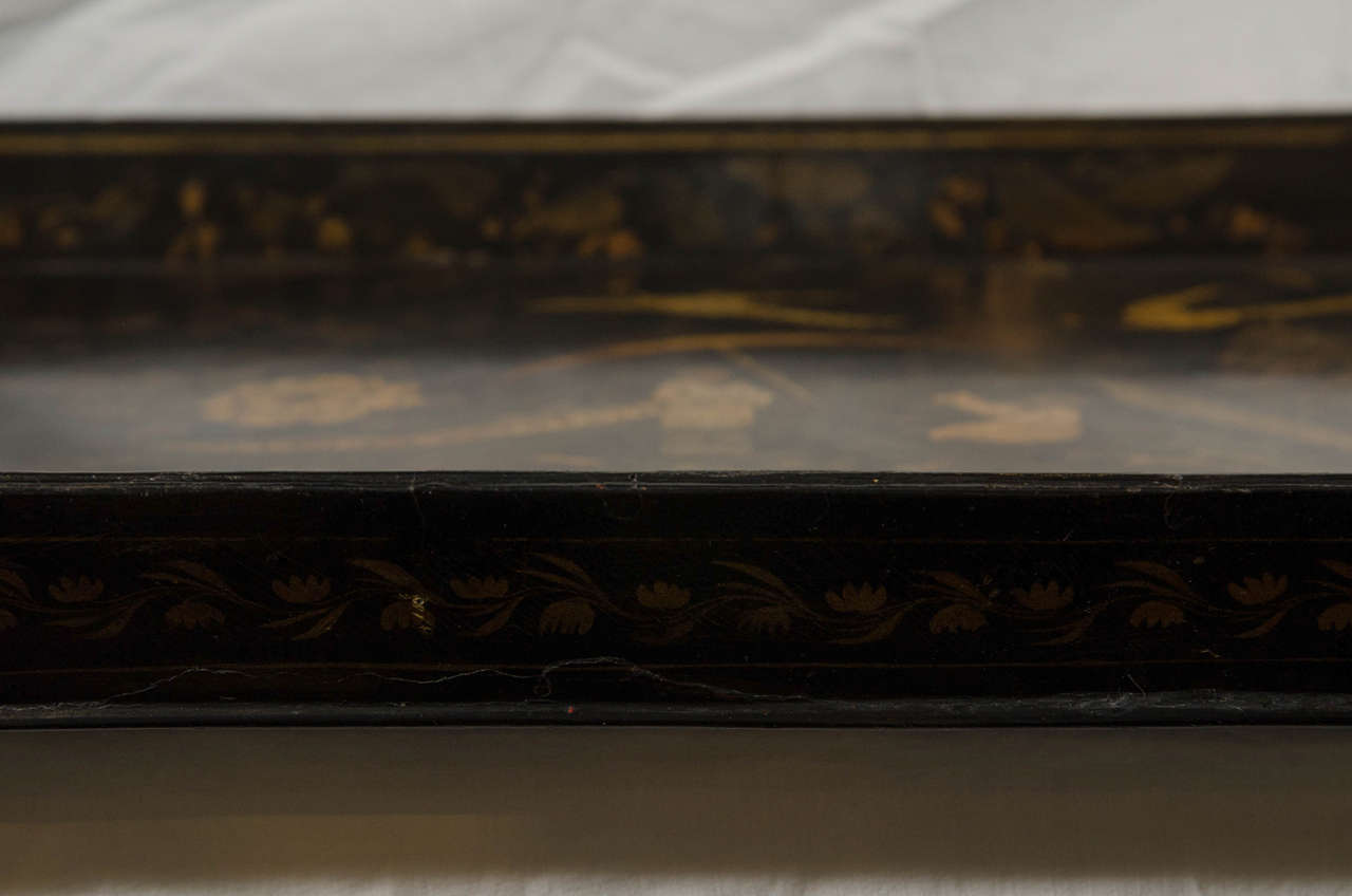 Early 19th Century English Papier Mâché Tray with Chinoiserie Scene 3