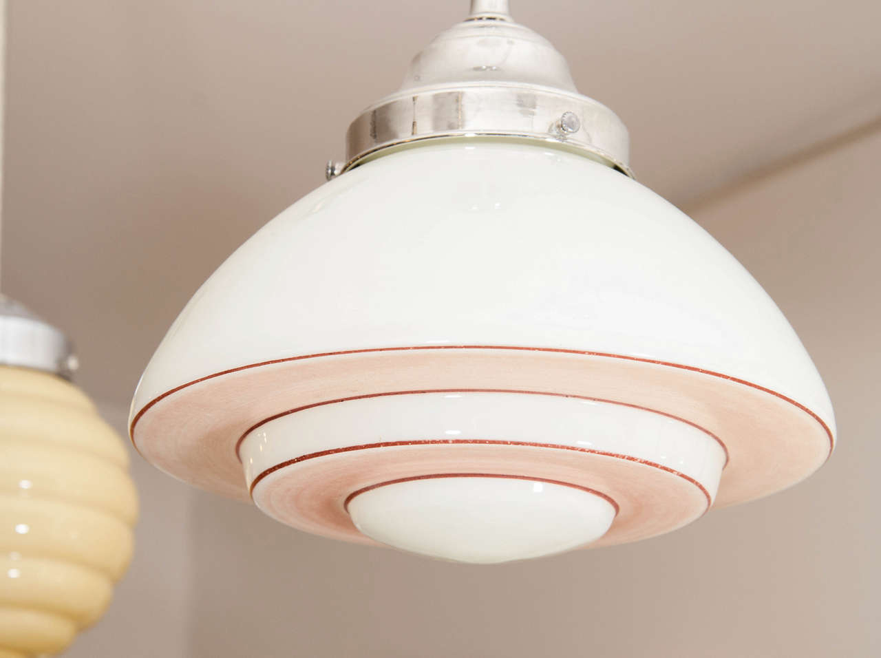 Swedish Pink and White Mid-Century Modern Light Fixture For Sale