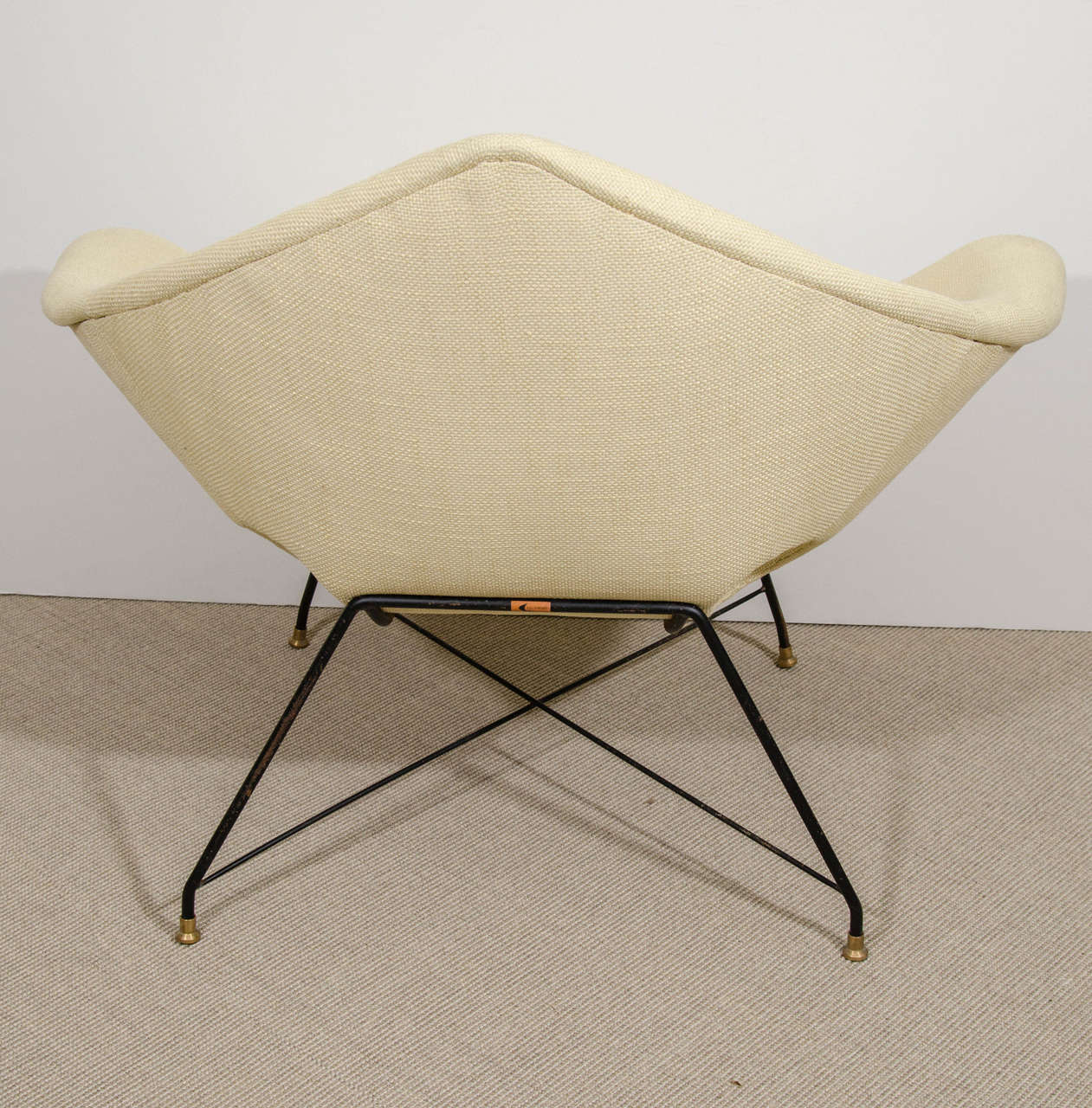 Mid-20th Century Pair of Off-White Fratelli Saporiti, Augusto Bozzi Chairs, Italy, circa 1958 For Sale