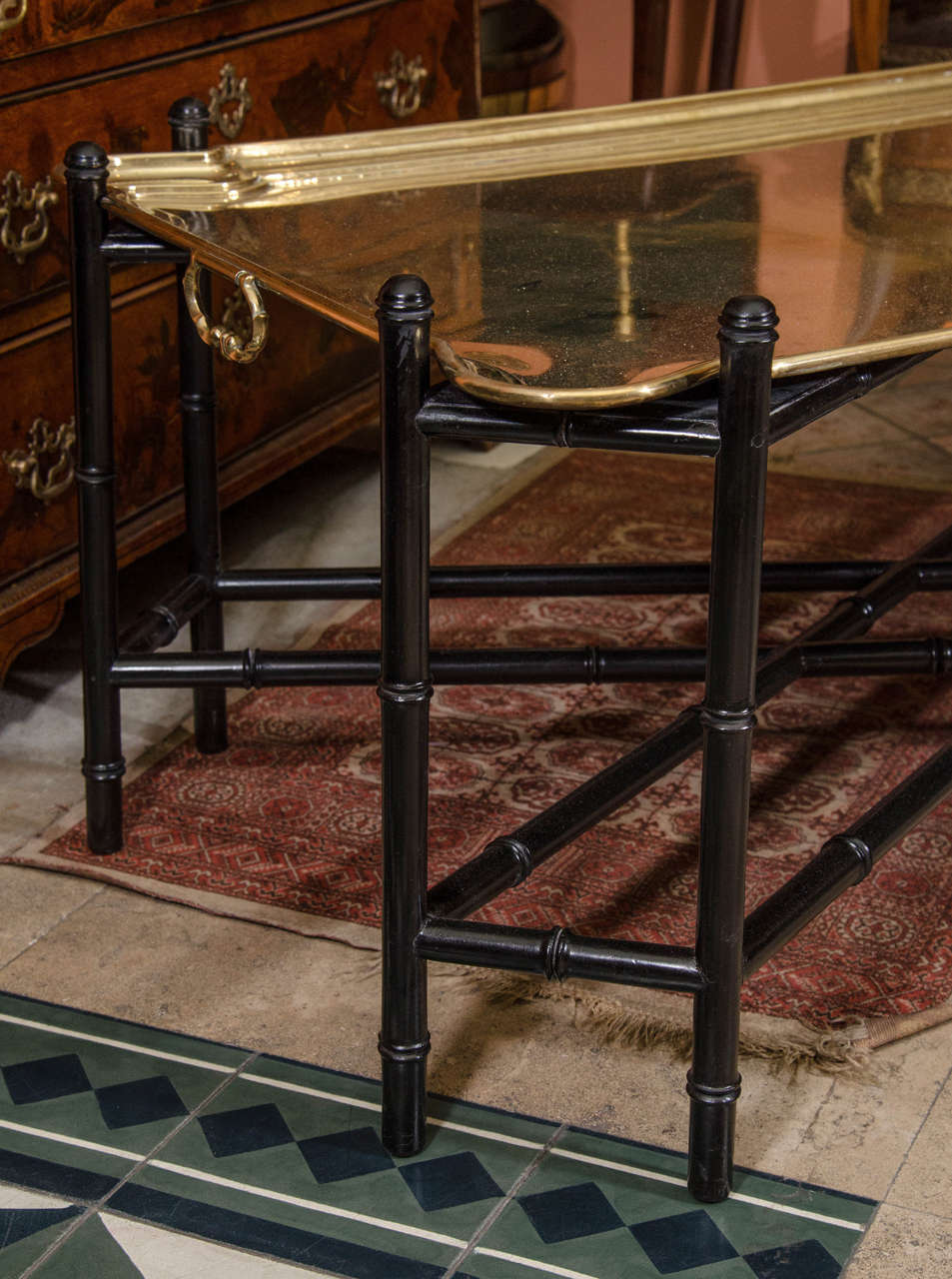 German Mid-Century Large Brass Tray Table