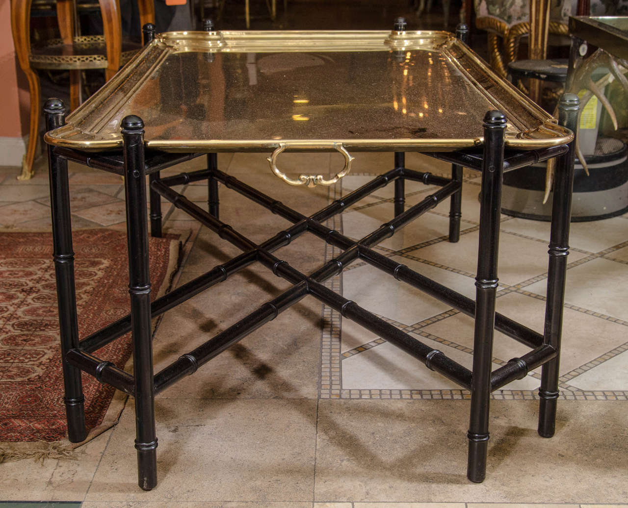 Mid-Century Large Brass Tray Table 2