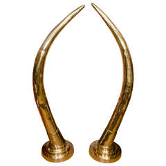 Pair of Brass Tusk Sculptures