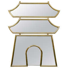 Petite Brass Surround "Pagoda" Form Mirror