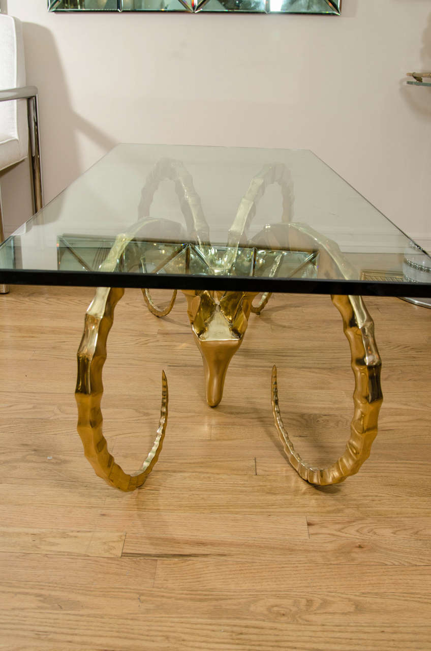 Rectangular Brass Ram's Head Coffee Table 1