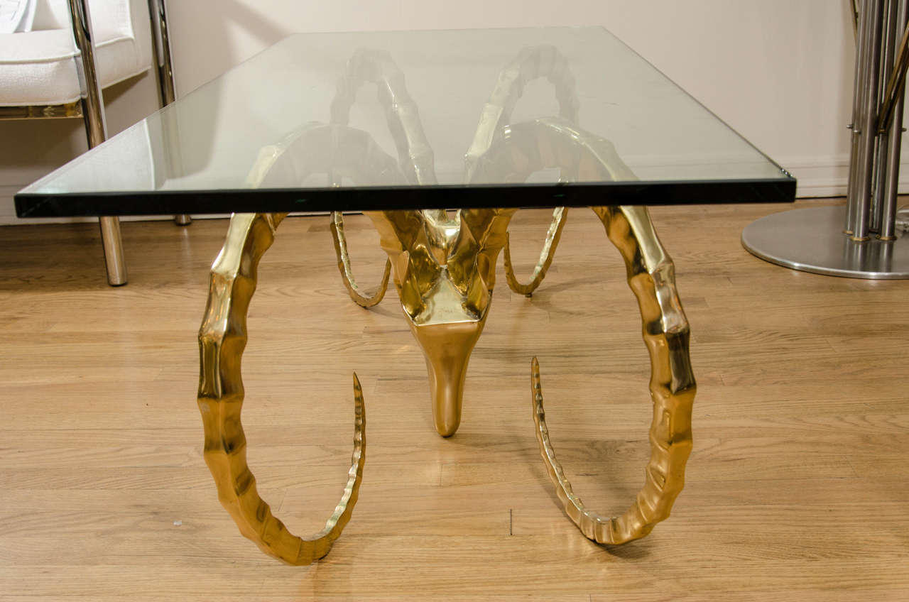 Rectangular Brass Ram's Head Coffee Table 2