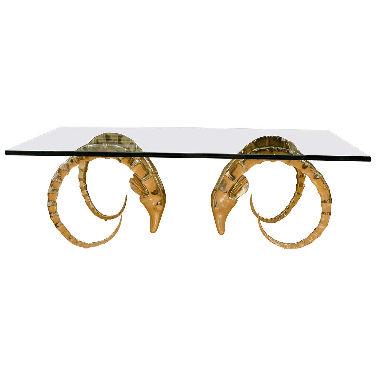 Rectangular Brass Ram's Head Coffee Table