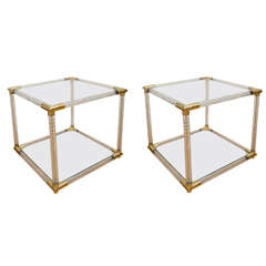 Pair of Two-Tier Fluted Glass Side Tables 12